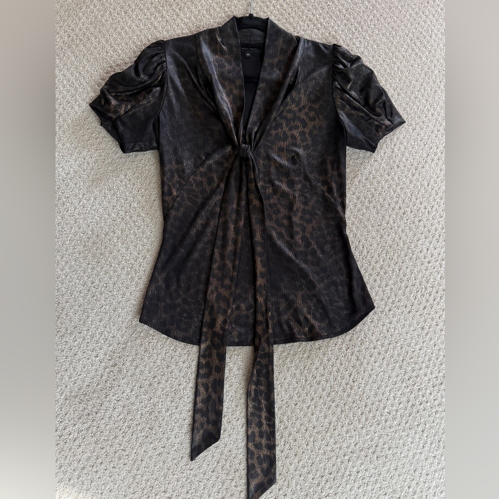 Karen Kane Elegant Black Leopard Print Women's Top XS